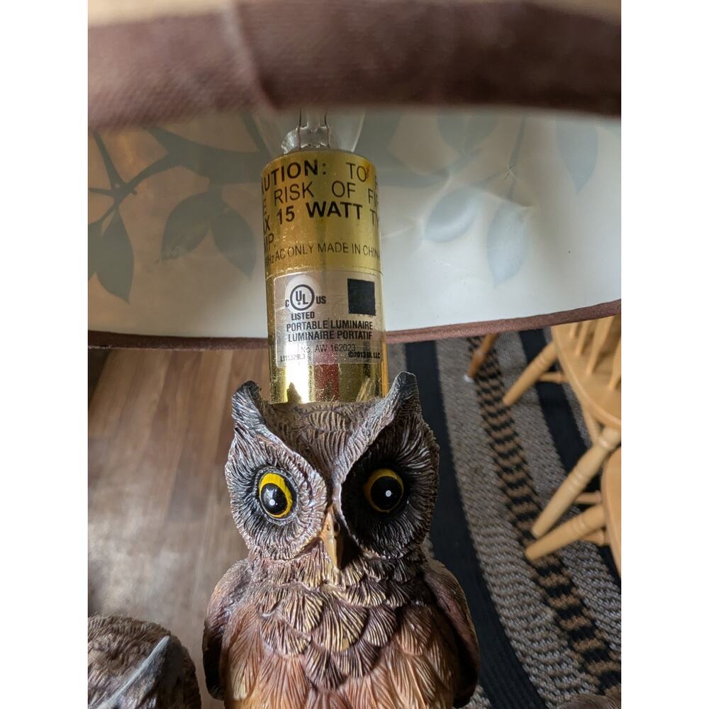 Vintage 4 Owls On A Tree Table Lamp Very Detailed Resin Small - Picture 6 of 13